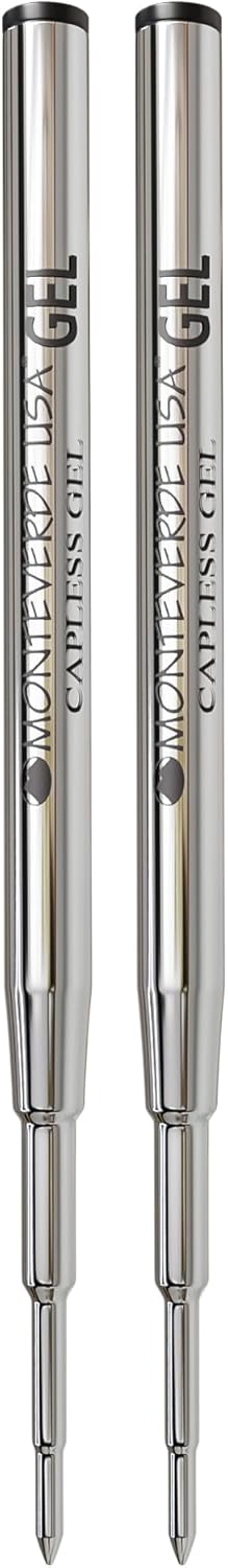 Monteverde Capless Gel Refill to Fit Montblanc, Medium, Black, 2 Pack | Capless gel refill offers smooth