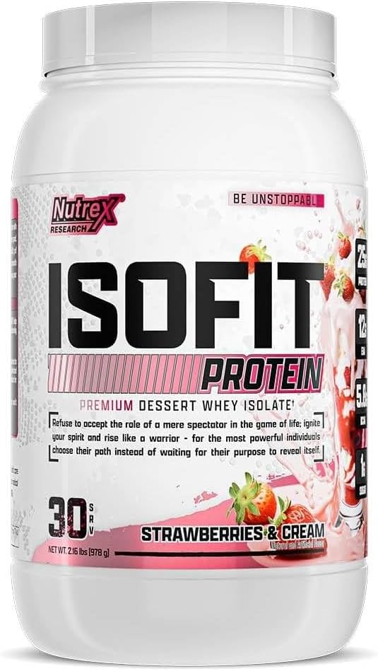 Nutrex Research IsoFit Chocolate Whey Isolate Protein Powder 100% Whey Protein Isolate | Muscle Recovery, Naturally High EAAs | Fast Absorbing, Easy Digestion | (Chocolate Shake 2lbs 30 Servings)