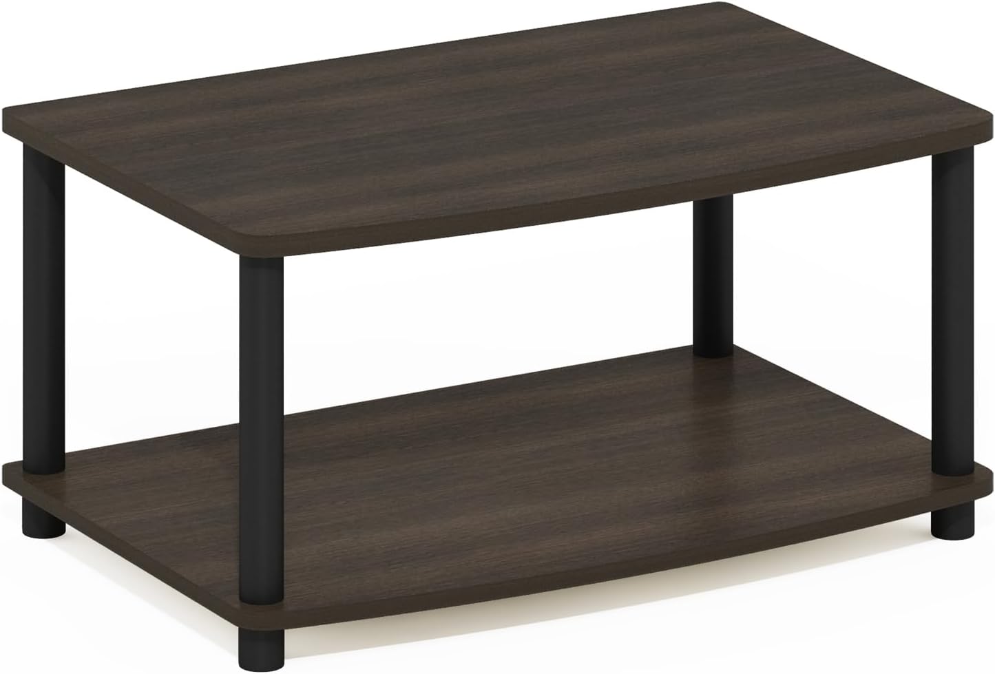 Furinno Turn-N-Tube TV Riser Stand, 2-Tier Small Elevated No Tools TV Stand, TV Console for TV up to 32 inch, 15.8 x 23.8 x 11, for Living Room, Bedroom, French Oak/Black