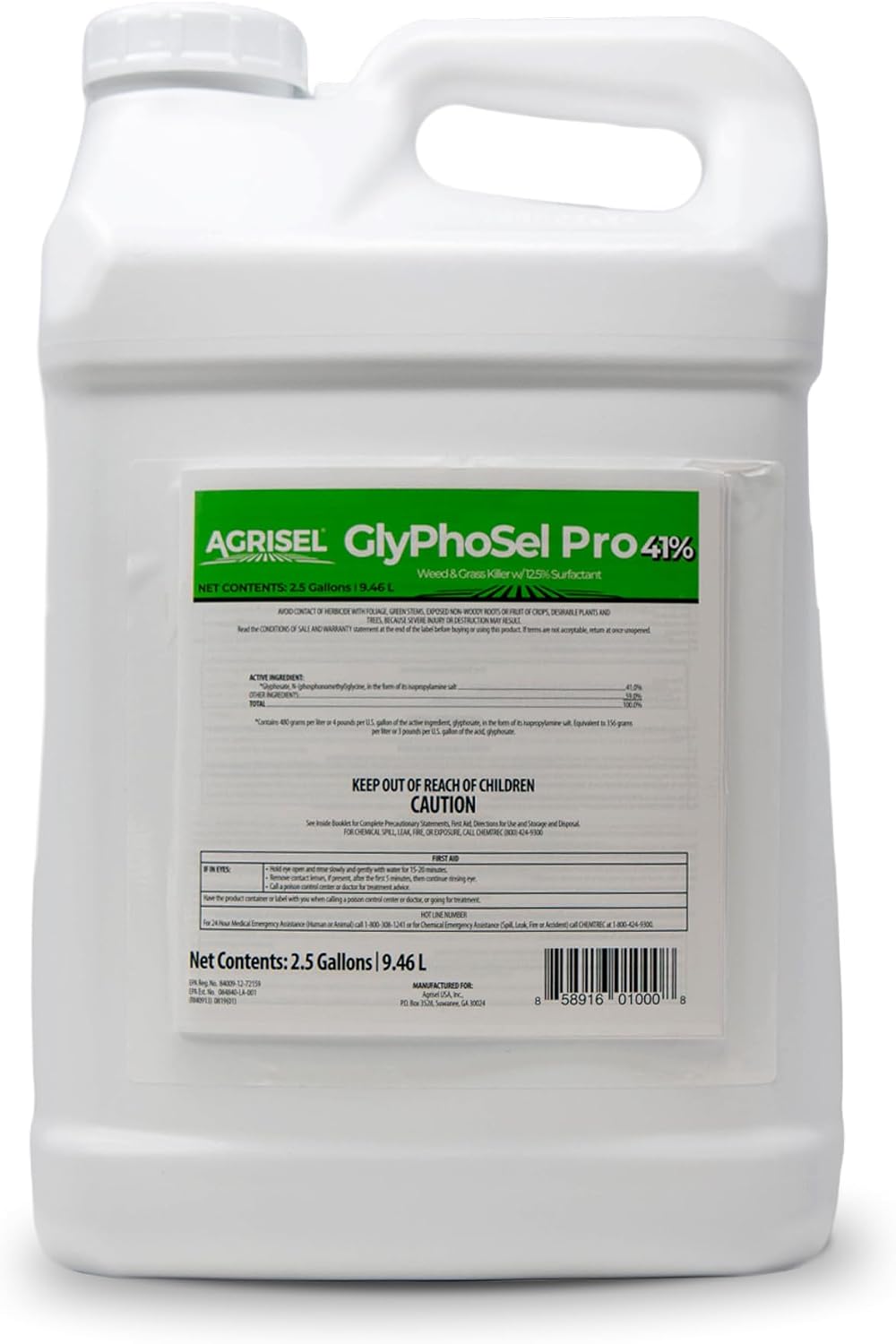 Agrisel GlyPhoSel Pro Weed Killer, Easy Mixing, Pet Safe, 128 Ounces | Tackles Hard-to-Kill Weeds, Low-Odor