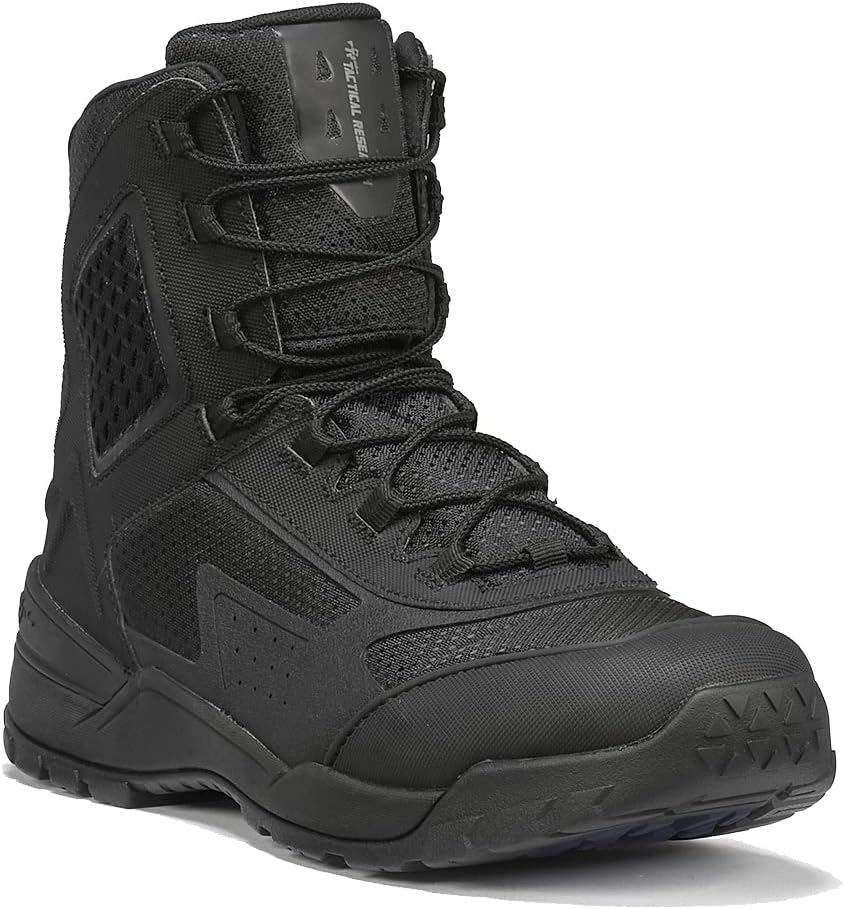 Tactical Research TR1040-T 7 Inch Ultralight Black Tactical Boots for Men - Non-Polishable Leather and Nylon with Slip-Resistant TR HiTRAC Outsole