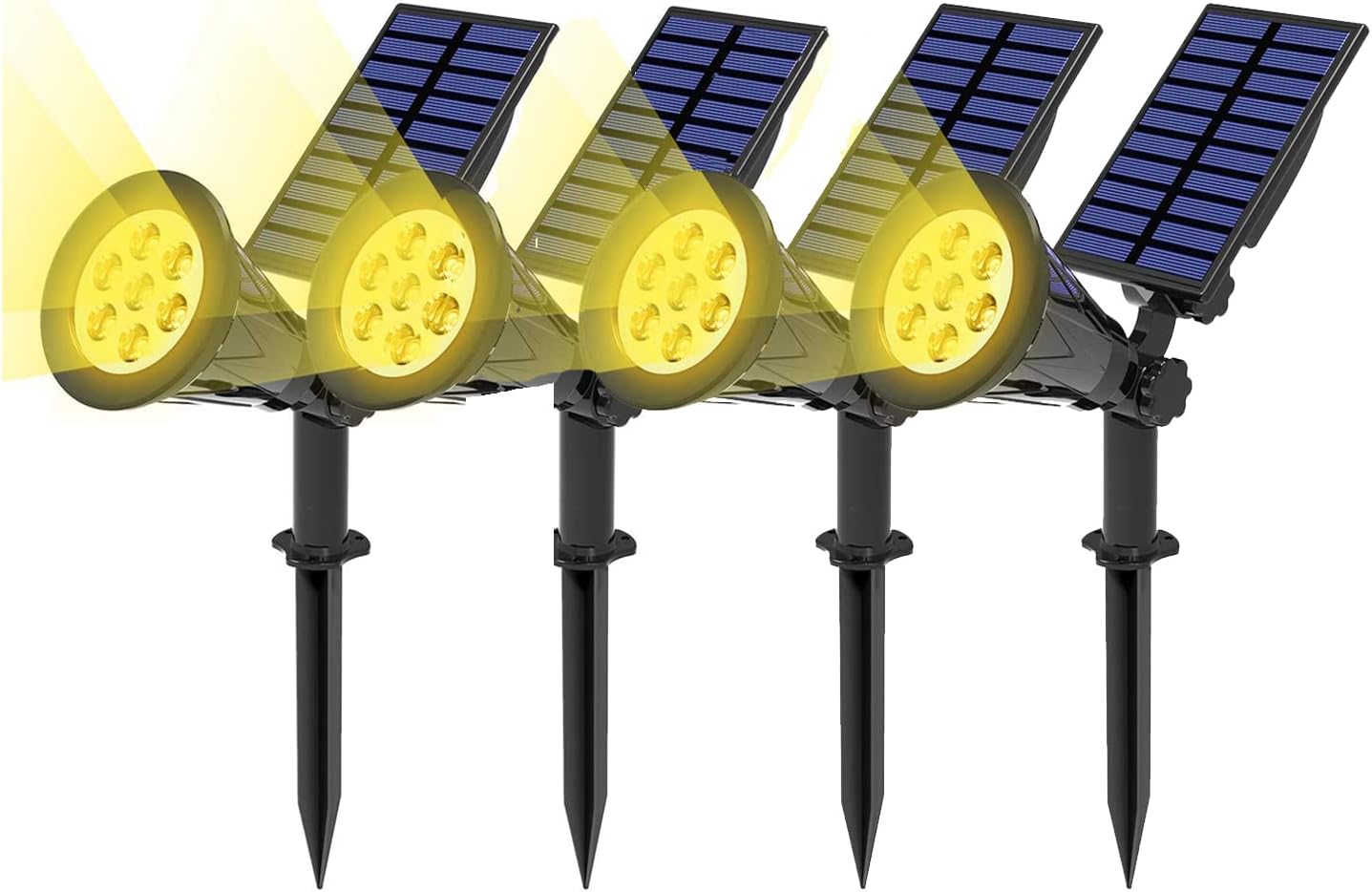T-SUN Color Changing Solar Spot Lights Outdoor Waterproof, 7 LEDs, 2 Pack | 7 Color Changing Modes, IP65 Waterproof Dusk to Dawn Solar Uplights for Tree, Patio, Yard, Garden, Driveway, Pool Area