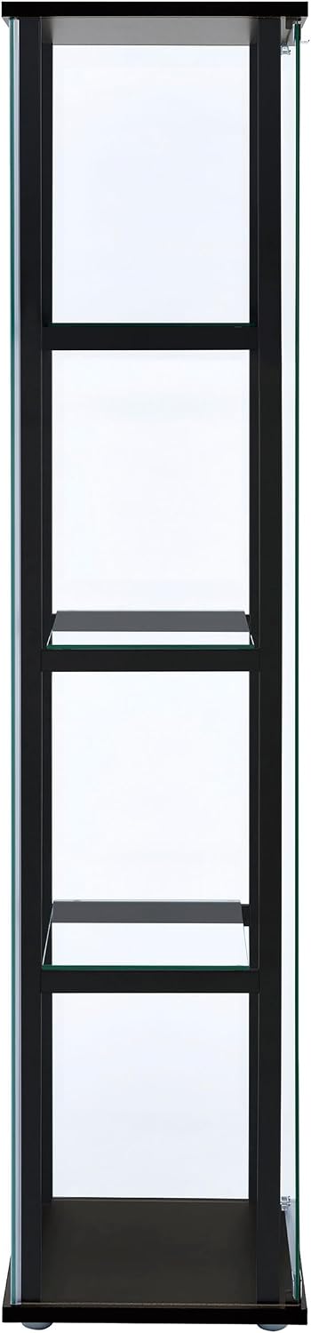 Coaster Home Furnishings Cyclamen 34-inch 3-Tier Clear Tempered Glass Curio Cabinet Display Case with Shelving Black 950179