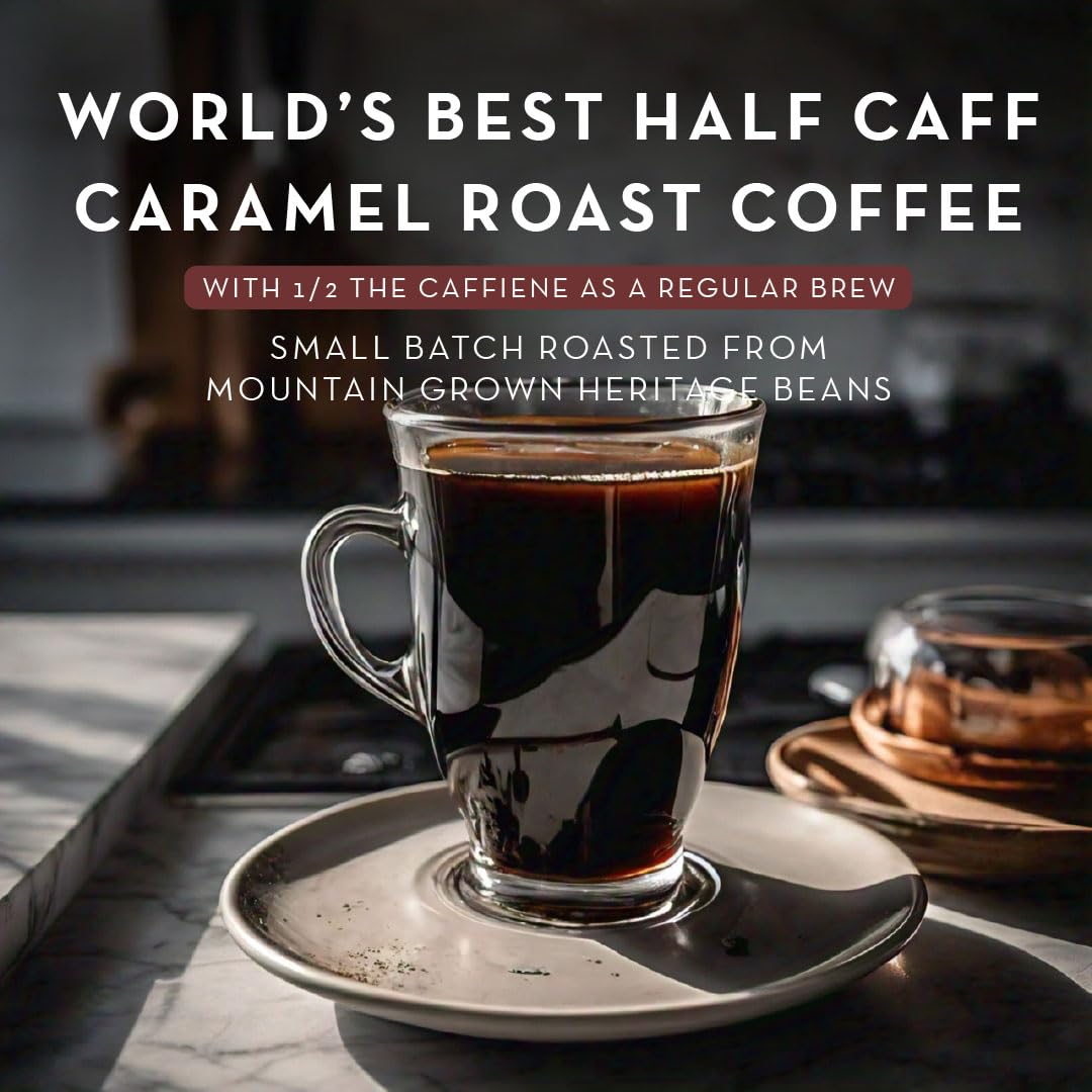 World's Best Half Caff Dark Roast Coffee Pods 100ct Keurig Compatible | 100% Arabica Coffee Single Serve Capsules & Pods Compatible with Keurig K-Cup Coffee Makers