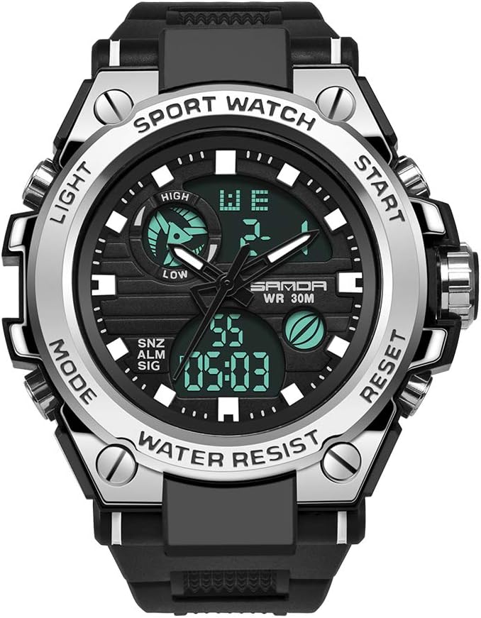 KXAITO Men's Watches Sports Outdoor Waterproof Military Watch Date Multi Function Tactics LED Alarm Stopwatch