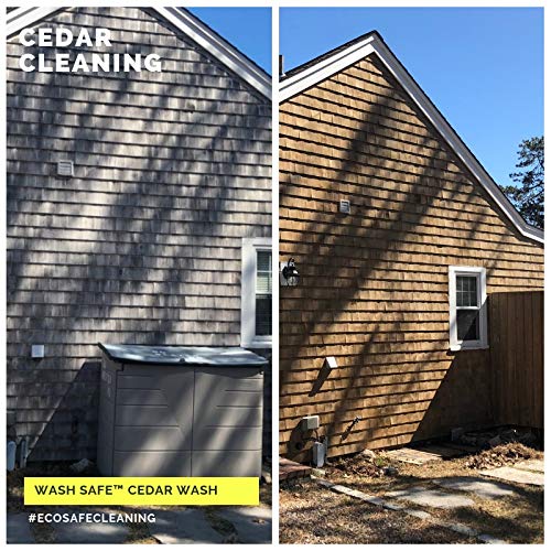Wash Safe™ CEDAR WASH | Eco-Safe and Organic Wood Cleaner | Clear, Bleach-Free Powder Concentrate | Clean Cedar Shakes, Shingles, Clapboard, Decks, Beams and Wood Surfaces, 3LB.