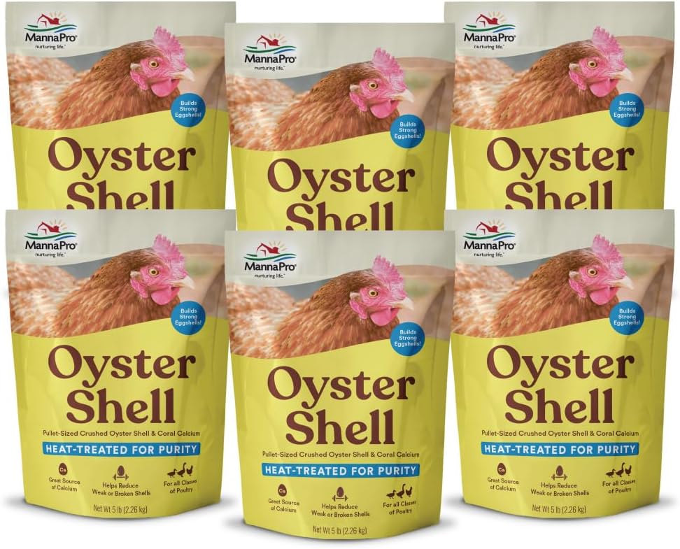 Manna Pro Crushed Oyster Shell for Chickens, Calcium Supplement, 5 lb Bag