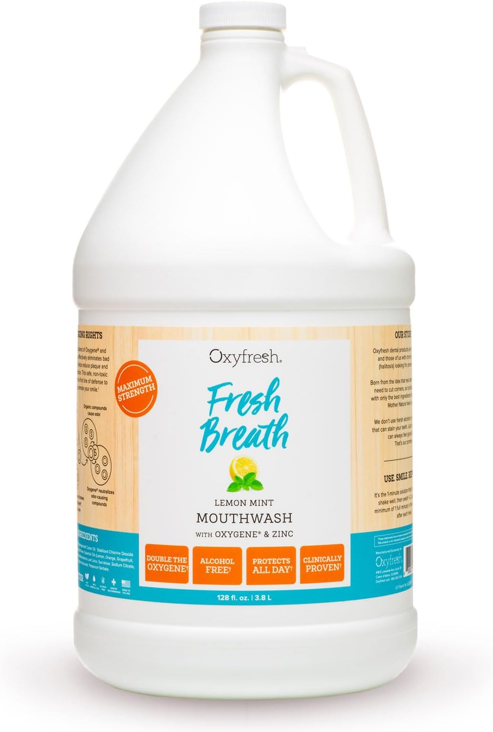 Oxyfresh Lemon Mint Fresh Breath Mouthwash – Bad Breath Treatment – SLS & Fluoride Free – Alcohol Free, Gentle Nonburning with Xylitol & Essential Oils – 16 Fl Oz | Refreshing Oral Rinse for Bad Breath – Alcohol Free, Gentle Non Burning Mouthwash with Xy…