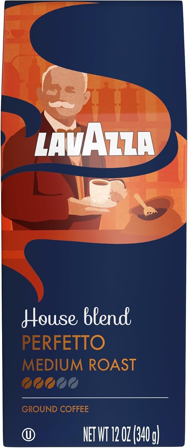 Lavazza Opera Intenso Ground Coffee 12oz Bag, Dark Roast, Bold and Balanced Taste, Intensity 4/5, Arabica and Robusta, Ideal for Drip Brewers, (Pack of 1) - Package May Vary