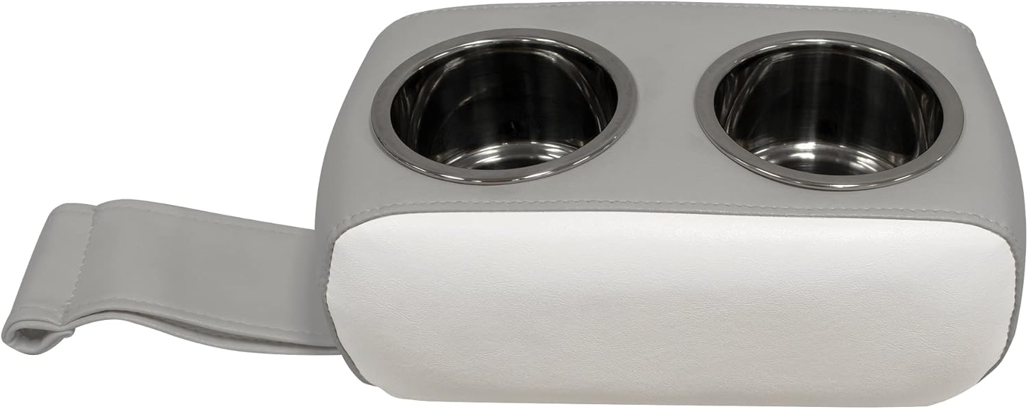 Wise 3059-1882 Pontoon Double Drink Holder with Stainless Steel Cup Holders, Marble / Brite White
