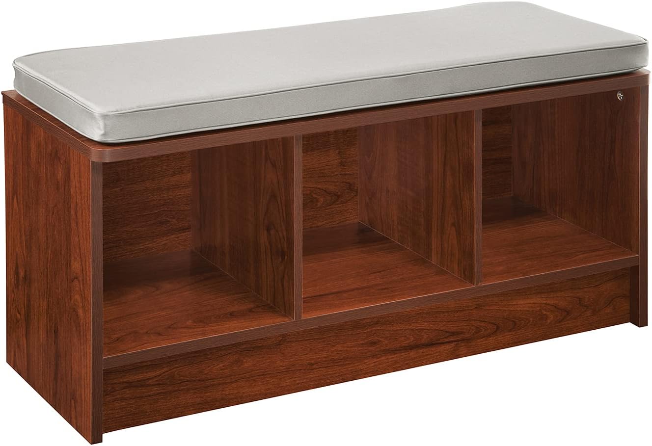 ClosetMaid 3258 Cubeicals 3-Cube Storage Bench, Natural Gray with Gray Cushion
