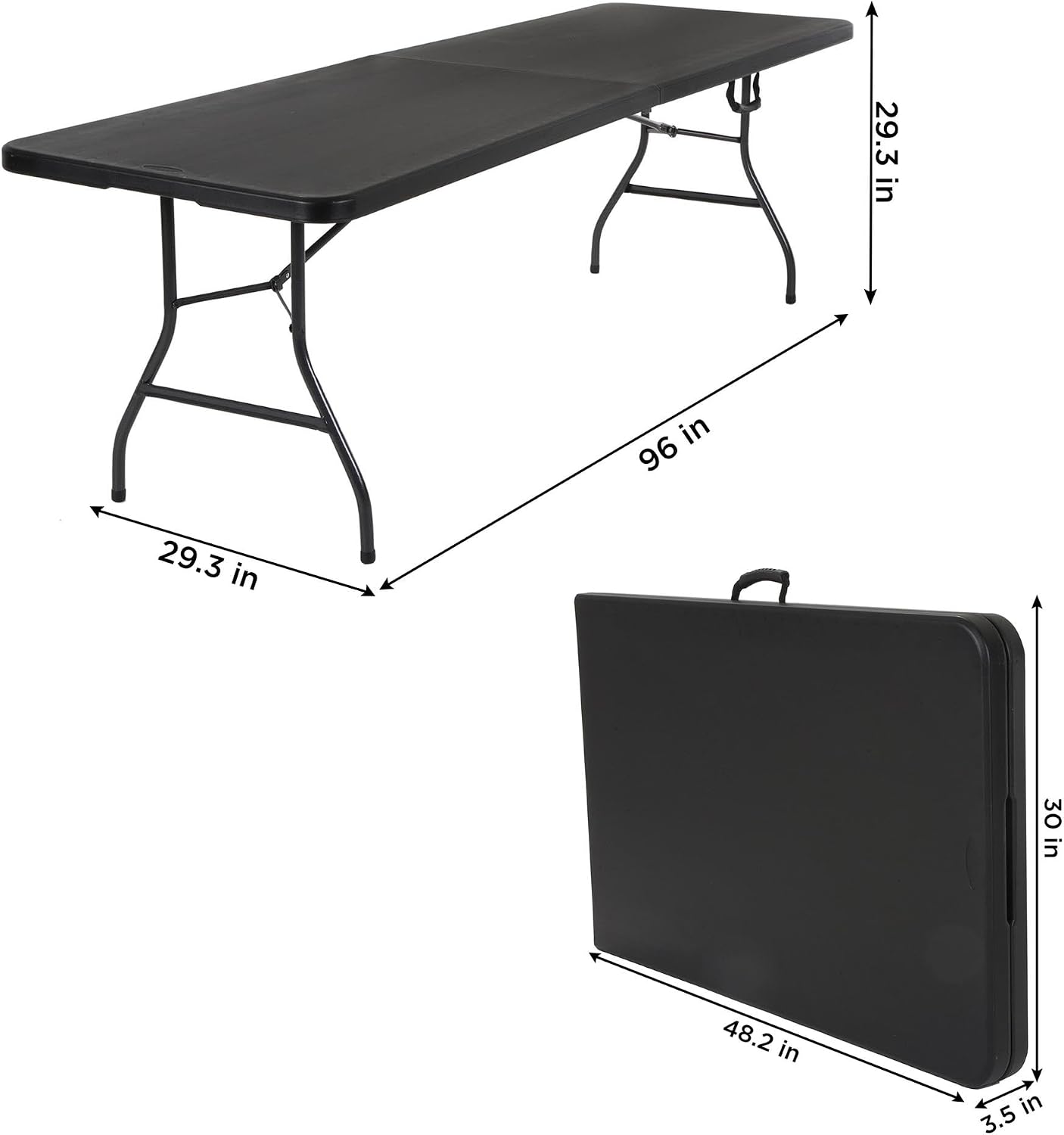 Cosco 6ft Fold-in-Half Blow Molded Folding Table, Indoor/Outdoor, Comfort Handle, Lightweight Plastic Construction - White