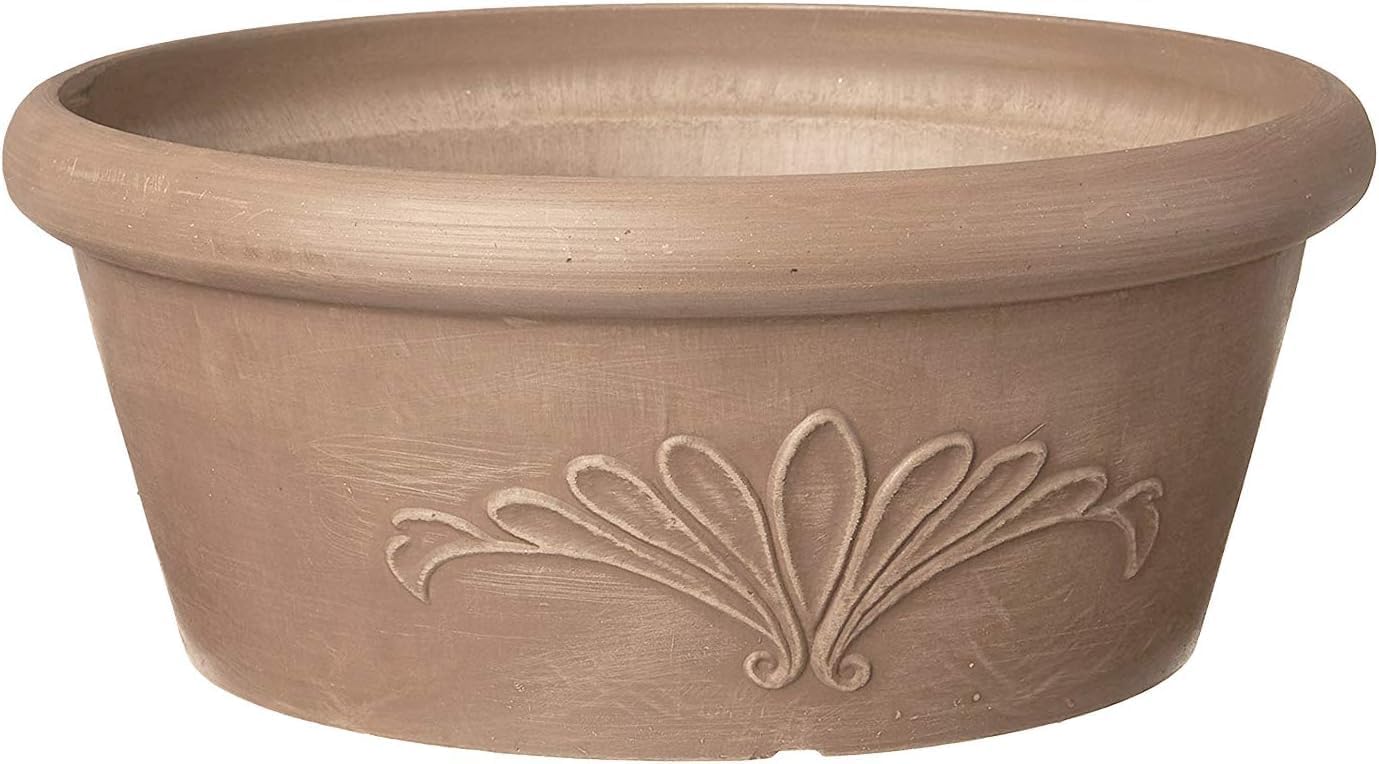 Arcadia Garden Products PSW TA25C Plastic/Stone/Wood Composite Bulb Pan – No Drainage Hole (Drillable), Planter Bowl for Succulents, Bonsai, Fairy Gardens, Herbs,10-Inch, Chocolate