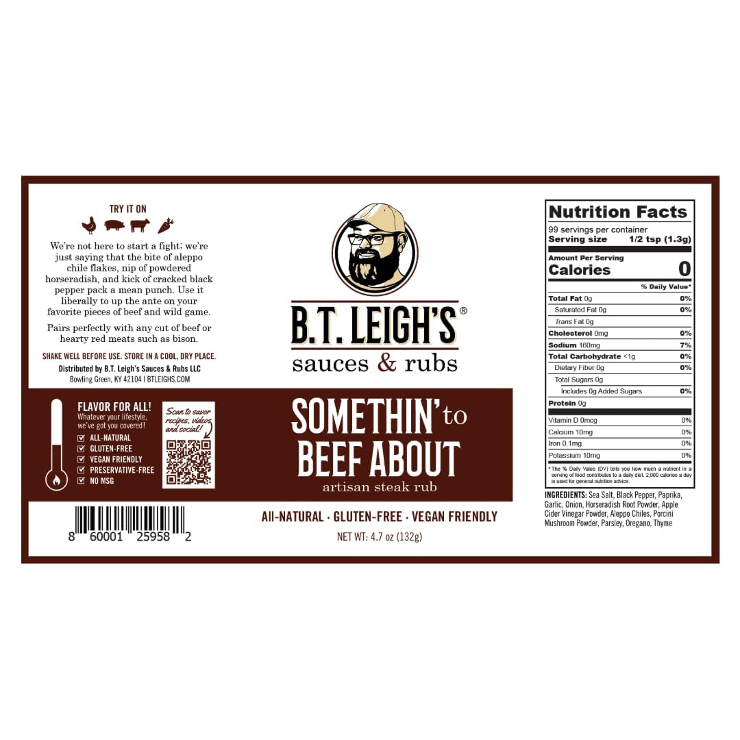 Umami Beef & Steak Rub | Vegan, Gluten Free Barbecue Rub & Seasoning | Made in Kentucky | All Natural, No Fillers, Small Batch