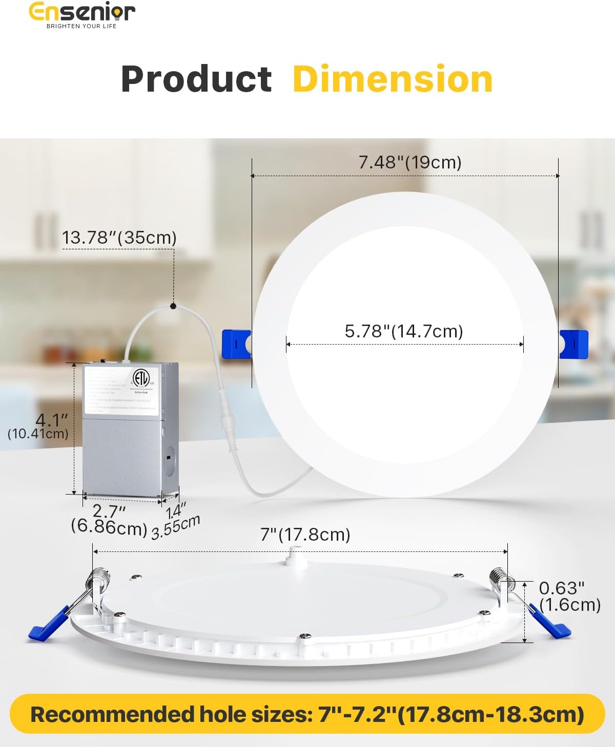 Ensenior 6 Pack 6 Inch LED Recessed Light, 5CCT Dimmable Canless Wafer