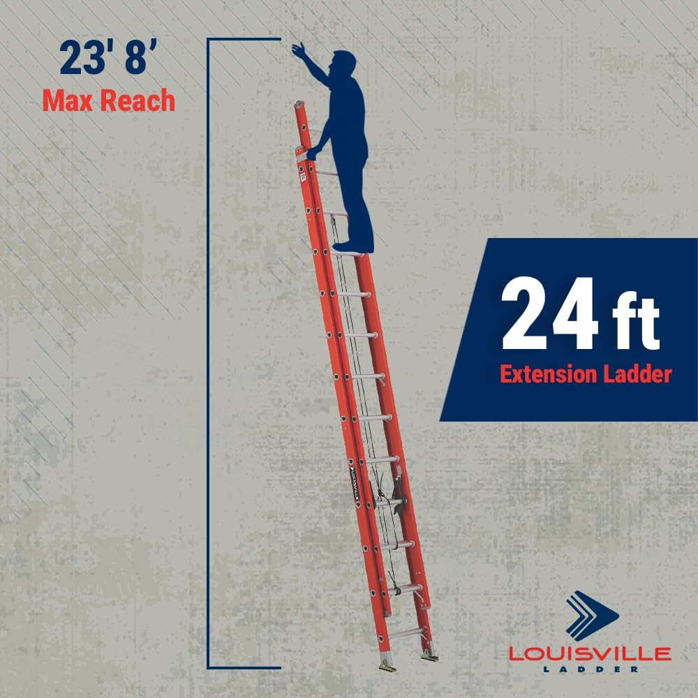 Louisville Ladder 16-foot Fiberglass Extension Ladder, 300-Pound Load Capacity, Type IA, FE3216