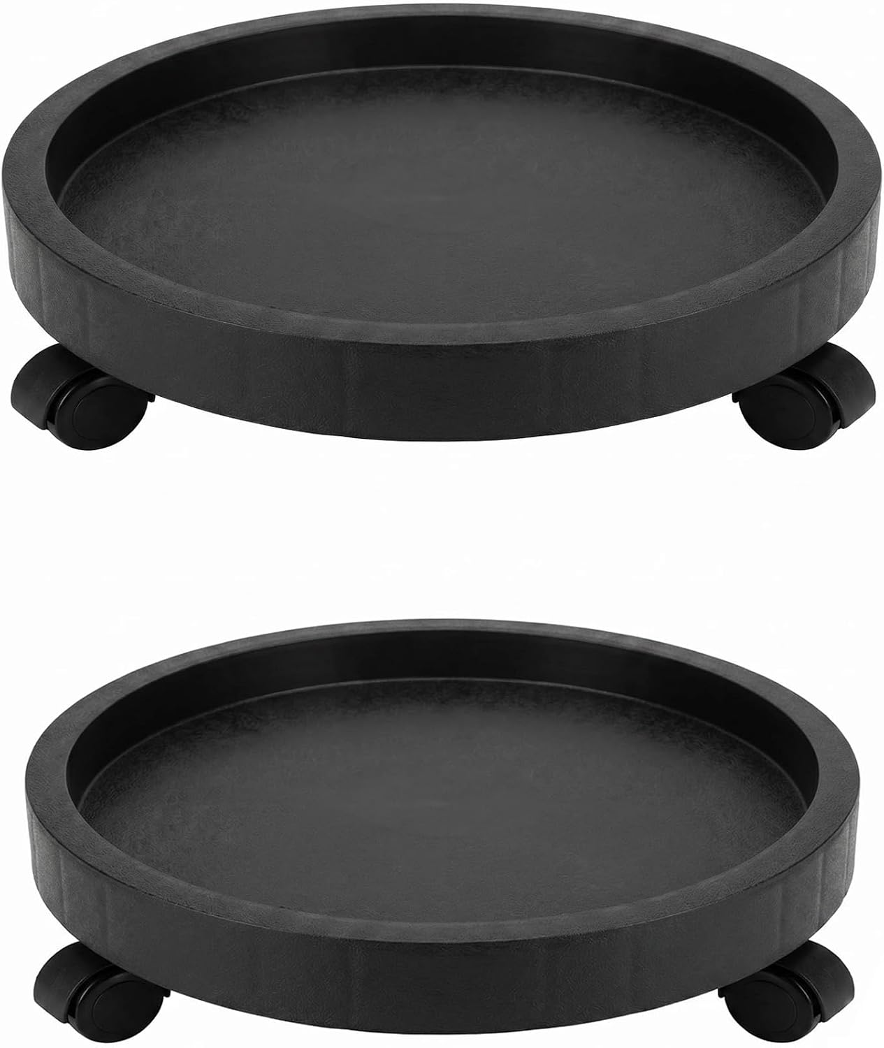 2 Pack of 11 Inch Heavy Duty Plant Caddy with Wheels, Rolling Plant Stand Pot Trolley, Wheeled Planter Saucer Tray