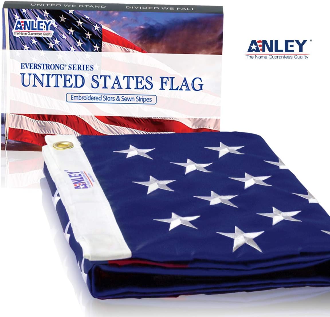 ANLEY EverStrong Series American Flag 6x10 Foot Heavy Duty - Embroidered Stars and Sewn Stripes - 4 Rows of Lock Stitching - US National Banner Flags with Brass Grommets 6 X 10 Ft