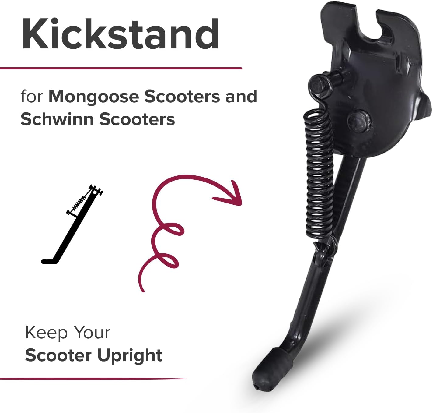 AlveyTech Kickstand for Currie Electric Scooters with 12-1/2" Tires