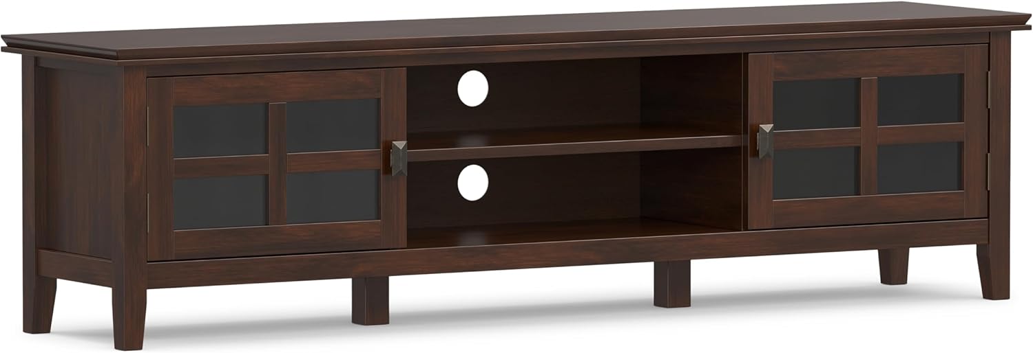 SIMPLIHOME Artisan 53" Wide Solid Wood TV Stand in Russet Brown