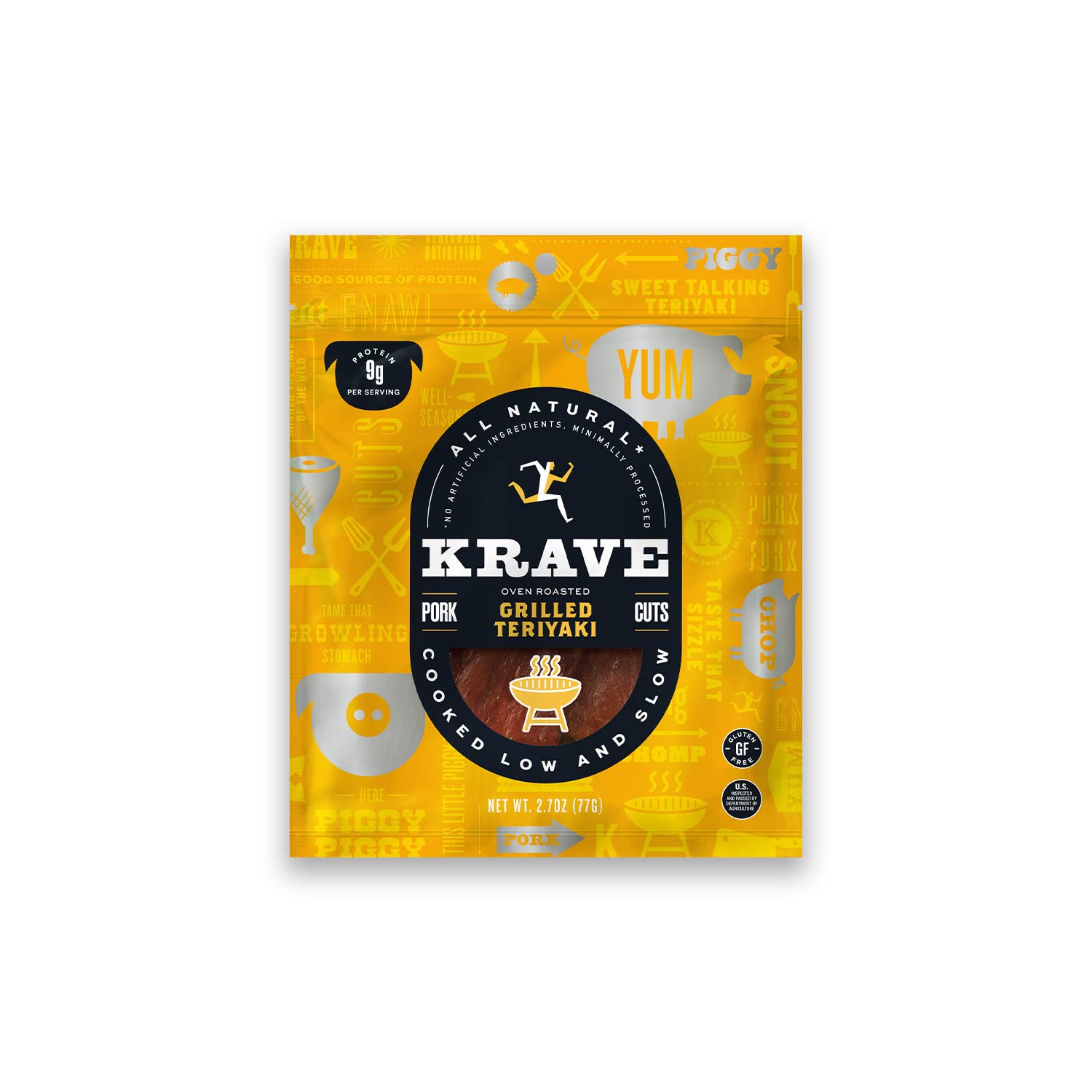KRAVE All Natural Pork Jerky, Black Cherry BBQ - Protein Packed Snacks Roasted for Maximum Flavor - Premium Tender Meat Cuts - Gluten Free - 2.7 Ounce