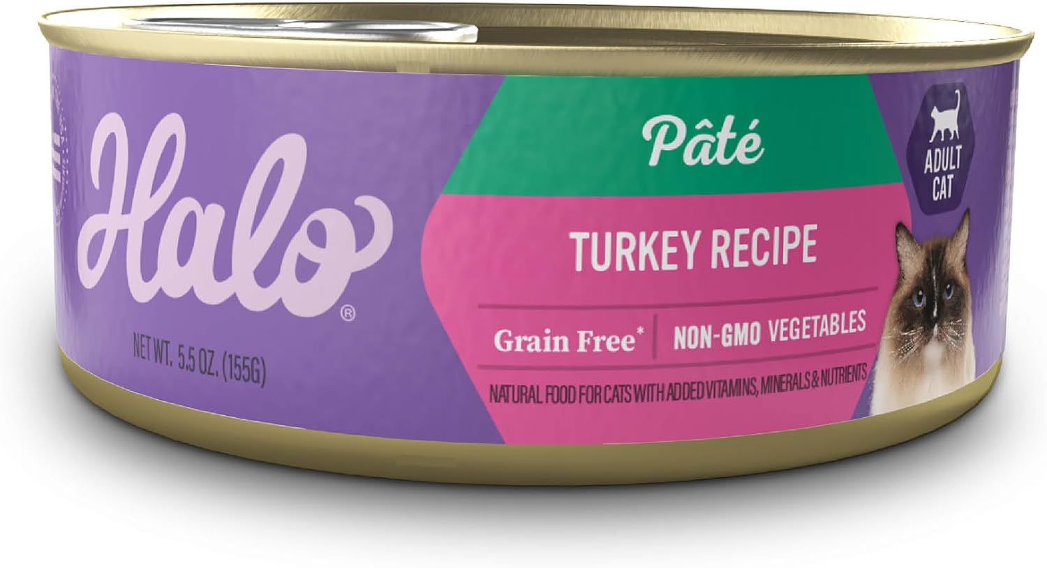 Halo Wet Cat Food Real Chicken Recipe, Grain-Free Wet Pate, Canned Cat Food for Extra Hydration, 5.5 Oz Can (Pack of 12)