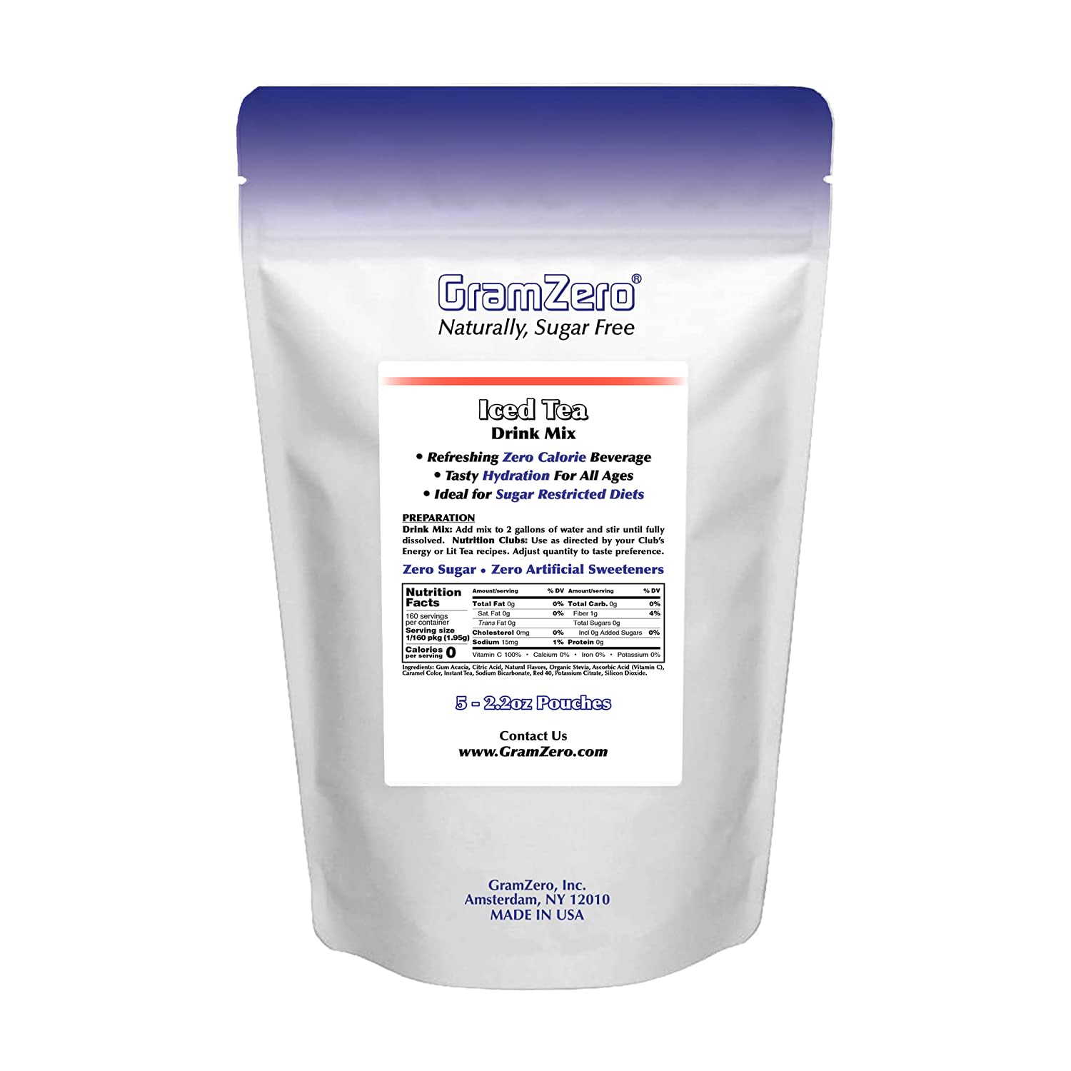 GramZero Grape Sugar Free Drink Mix Sports Pack, Great For Nutrition Club Loaded Teas, Zero Calorie, Stevia Sweetened