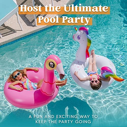 JOYIN 2-Pack Flamingo Unicorn Pool Float - Fun Floaties Inflatable Swimming Pool Tubes Toys Party Decorations