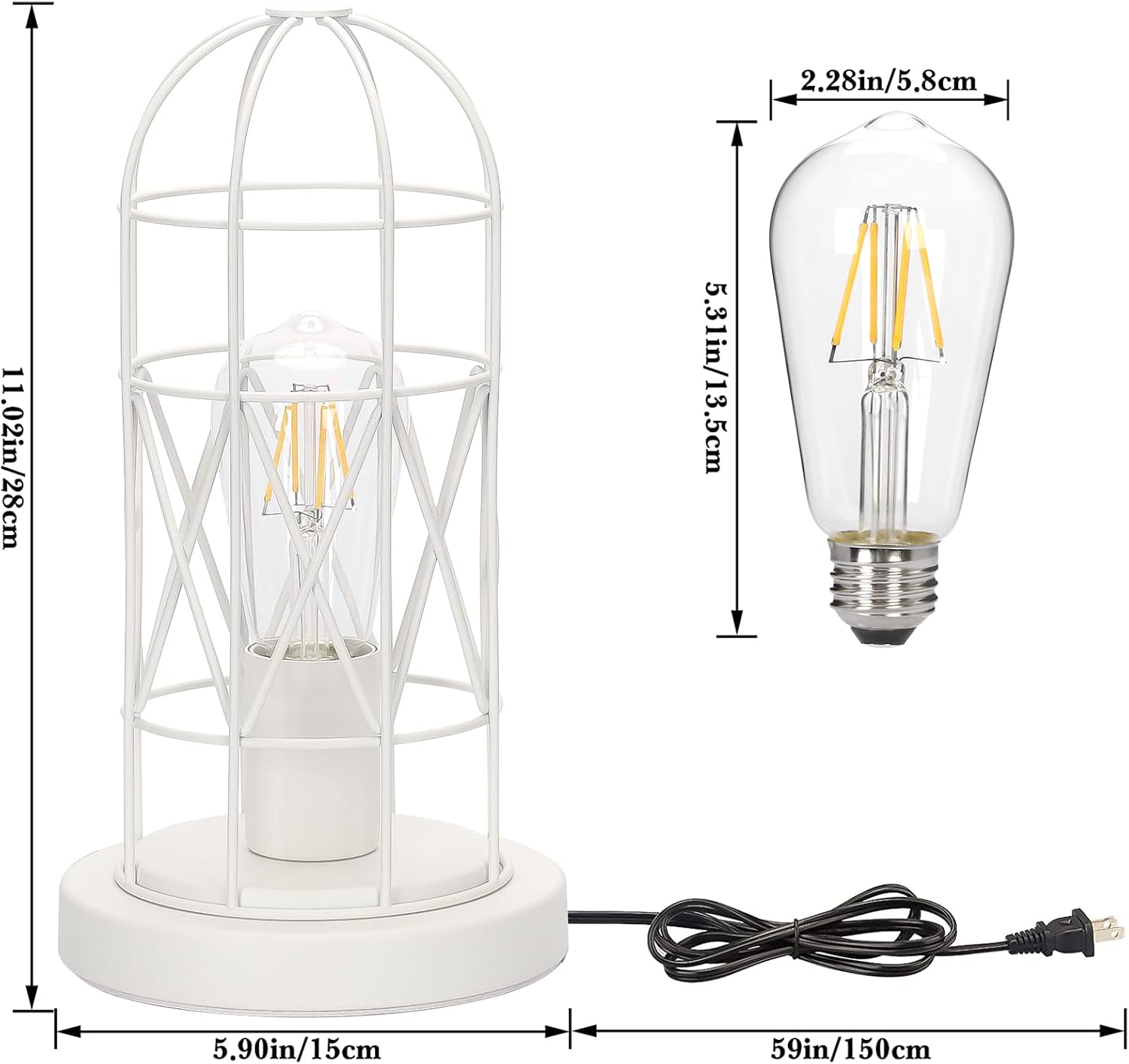 Touch Control Table Lamp, 3 Way Dimmable Lamp, Industrial Bedside Lamp