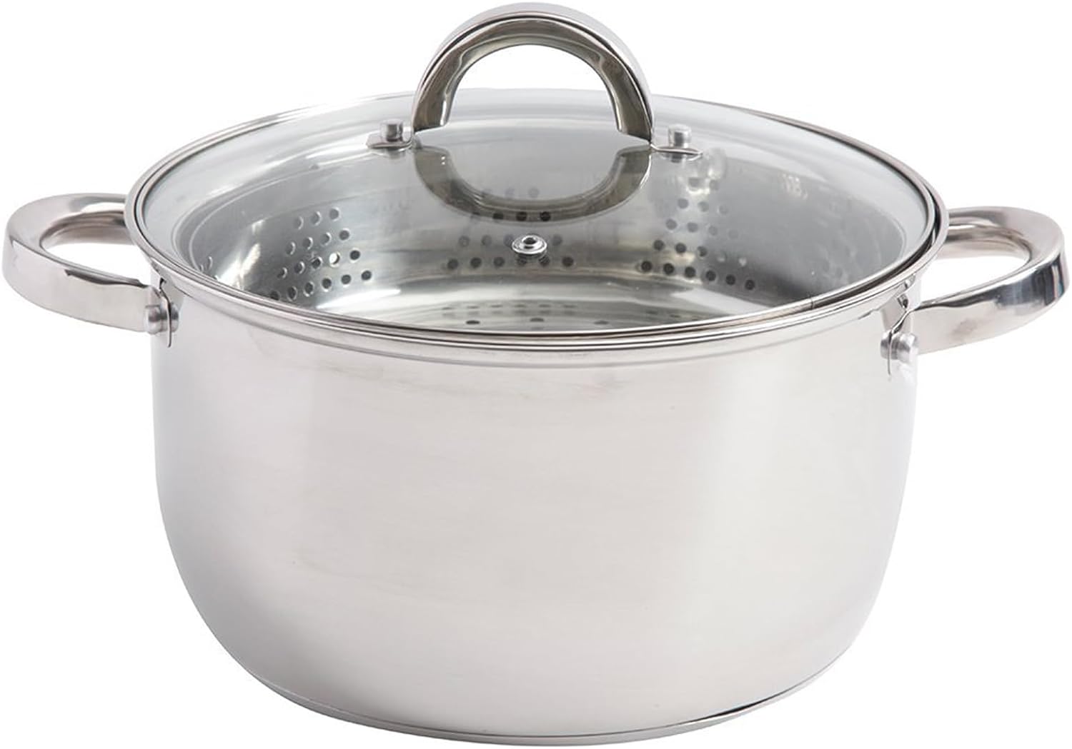 Oster Dutch Oven with Steamer Basket 3-Quart - Sangerfield Stainless Steel, Stovetop Steamer for Vegetables, Rice & Tamales, Dishwasher Safe