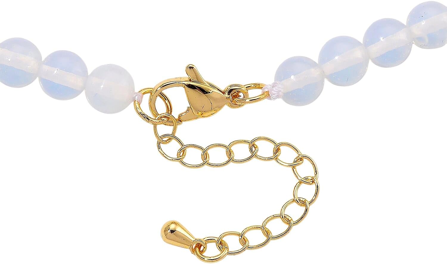 Opalite 110.00 ctw Carved Wing Pendant Beaded Necklace in Goldtone 18-20"