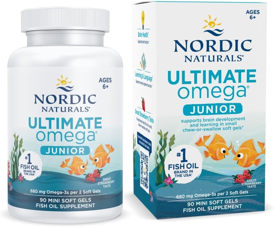 Nordic Naturals Ultimate Omega Jr. for Kids, Strawberry - 120 Mini Soft Gels
