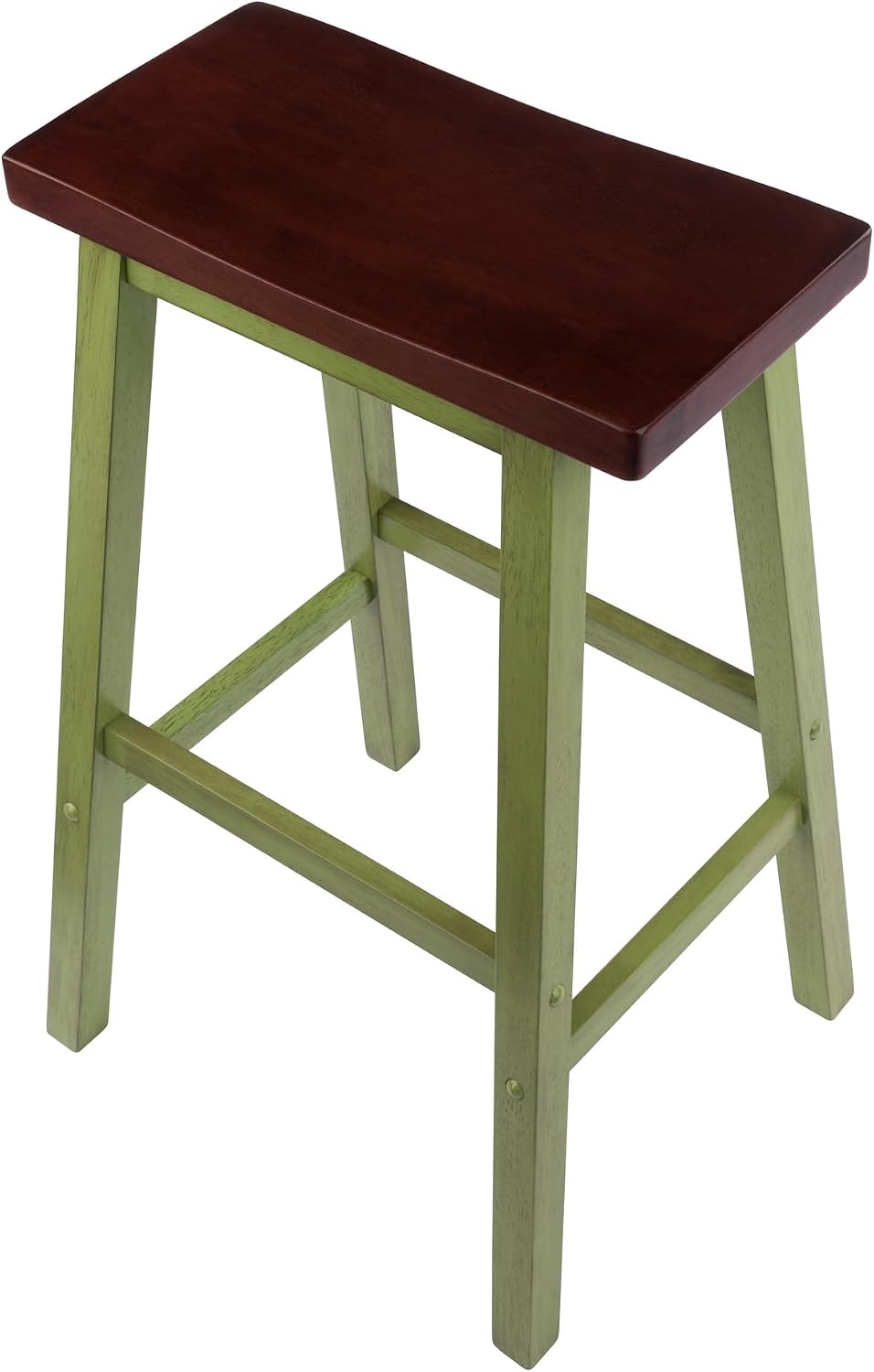 Winsome Satori Saddle Seat Counter Stool, Walnut, 24" | Classic Backless Bar Chairs for Kitchen & Dining Room Seating, Timeless Essential Furniture for Home, Dorm, Apartments