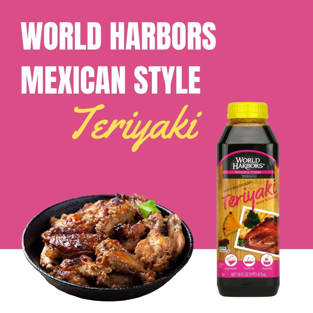 World Harbors Jamaican Jerk Sauce Sweet & Spicy Marinade for Jamaican Jerky Seasoning Chicken, Sirloin, Shrimp Jerk Seasoning Jamaican Style - Flavors for Dipping, Glazing 16 oz (Pack of 2)