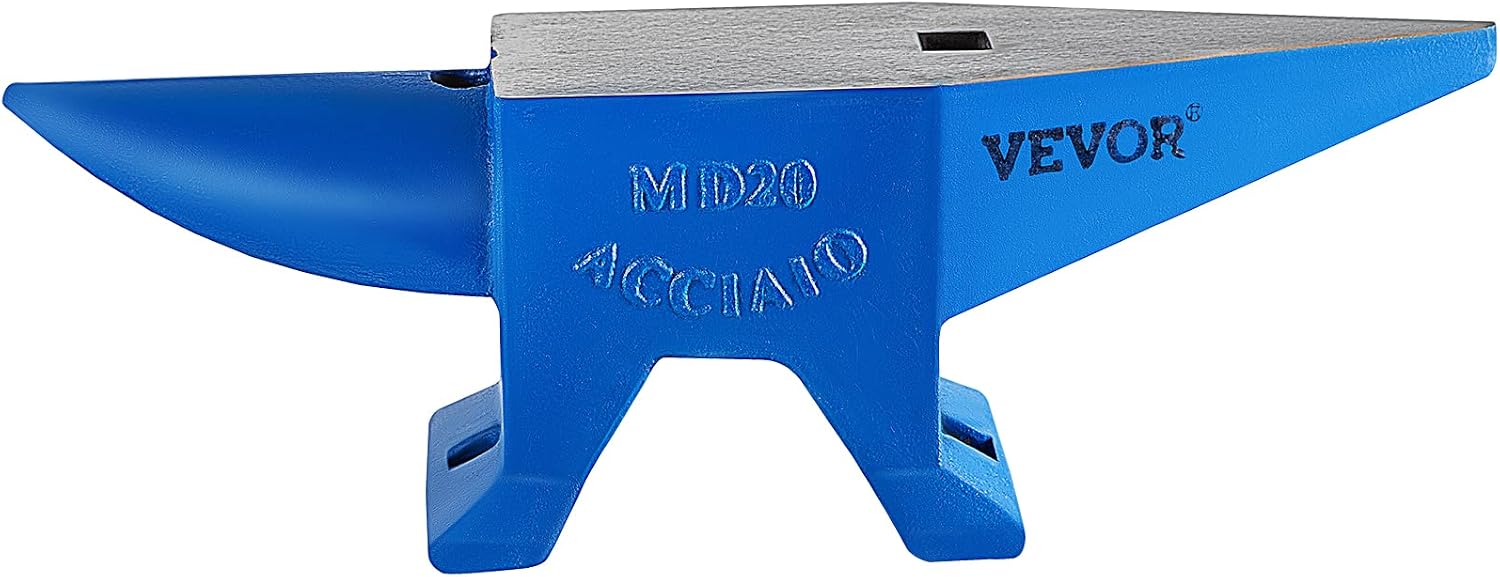 VEVOR Blacksmith Anvil 55 lbs (25 kg) Single Piece of Iron with Square Holes Ideal for Metalurgical and Blacksmiths in Metal Workshop and for