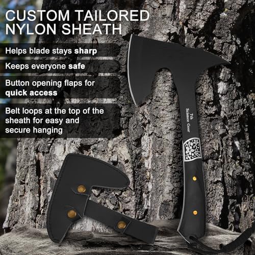Camping Axe - Camping Hatchet with Sheath -Survival Throwing Axe - Survival Hatchets for Camping and Chopping Wood - Tactical and Survival Hatchet
