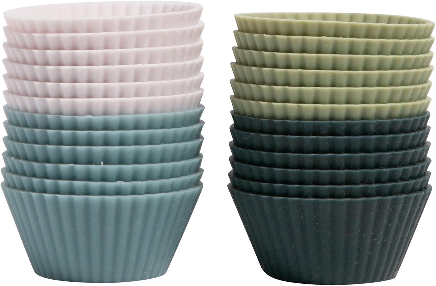 The Silicone Kitchen Reusable JUMBO Silicone Baking Cup, Non-Toxic, BPA Free, Dishwasher Safe, Jumbo, 12 Pack, White Blue Green