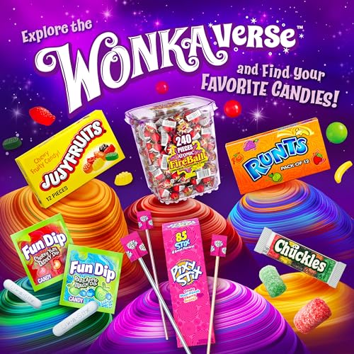 Wonka Spree Original Hard Candy, Resealable Bag, 12 Ounce Bag | Grape, lemon, lime, cherry, orange, sweet outside sour inside, resealable share bag, movie snack, sharing, nostalgic