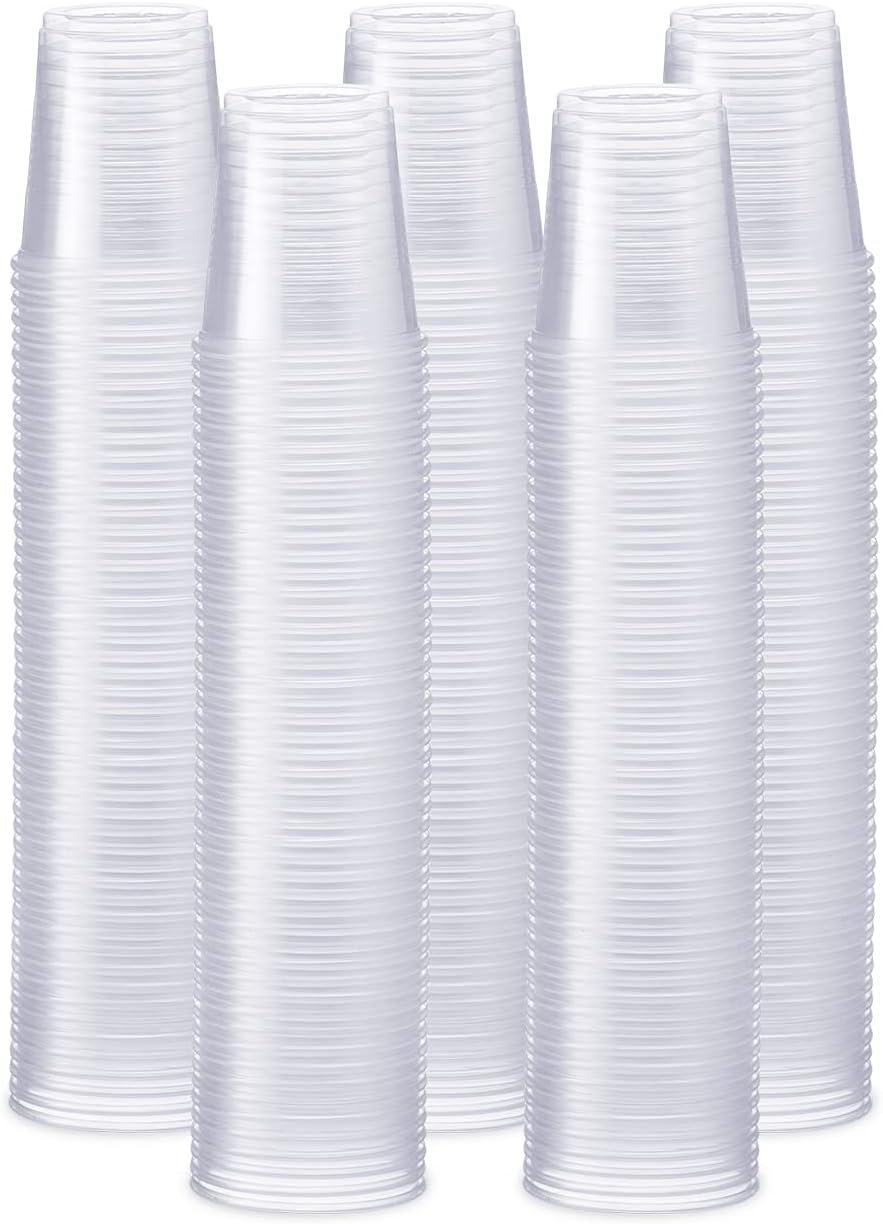 GUSTO 7 oz Clear Plastic Cups [500 Count] Disposable Cold Drinking Cups