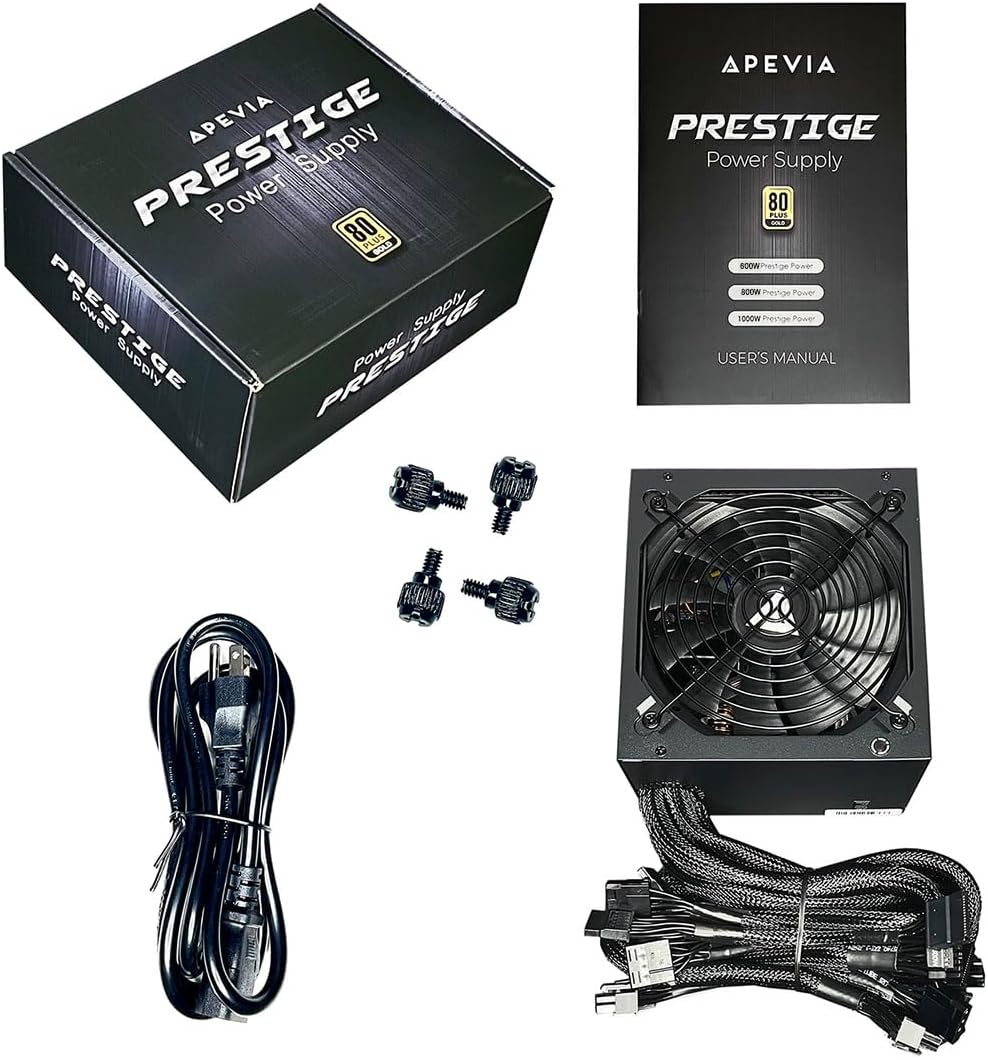 Apevia ATX-PR800W Prestige 800W 80+ Gold Certified, RoHS Compliance, Active PFC ATX Gaming Power Supply
