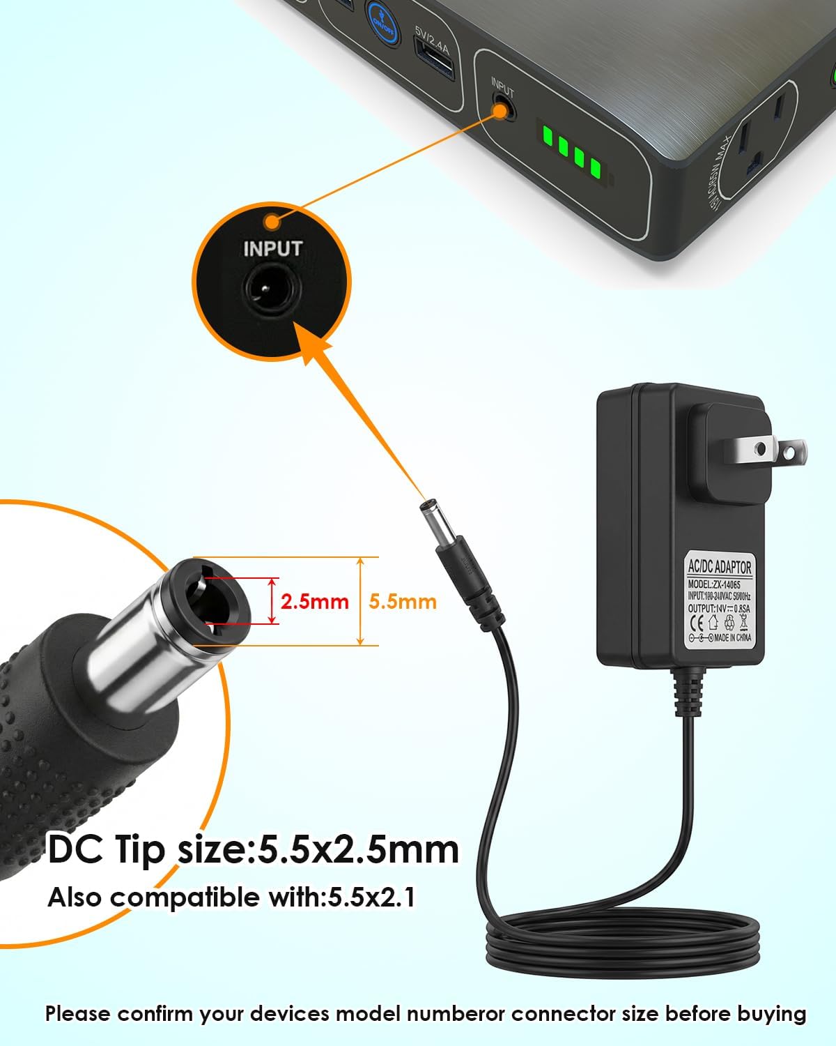 14V Charger for Halo Bolt Car Jump Starter Compatible with Halo Bolt 57720, 58830, 1201