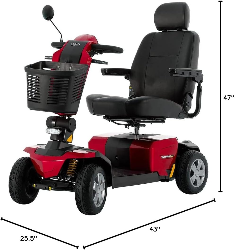Pride Mobility Victory LX Sport 4 Wheel Scooter (Candy Apple Red, 20" x 20" Seat)