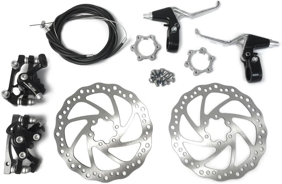 BlueSunshine Front and Back Disk Brake Kit - 160mm For 80cc Gas Motorized Bicycle - Freewheel Threaded Hubs Hole distance of 48mm