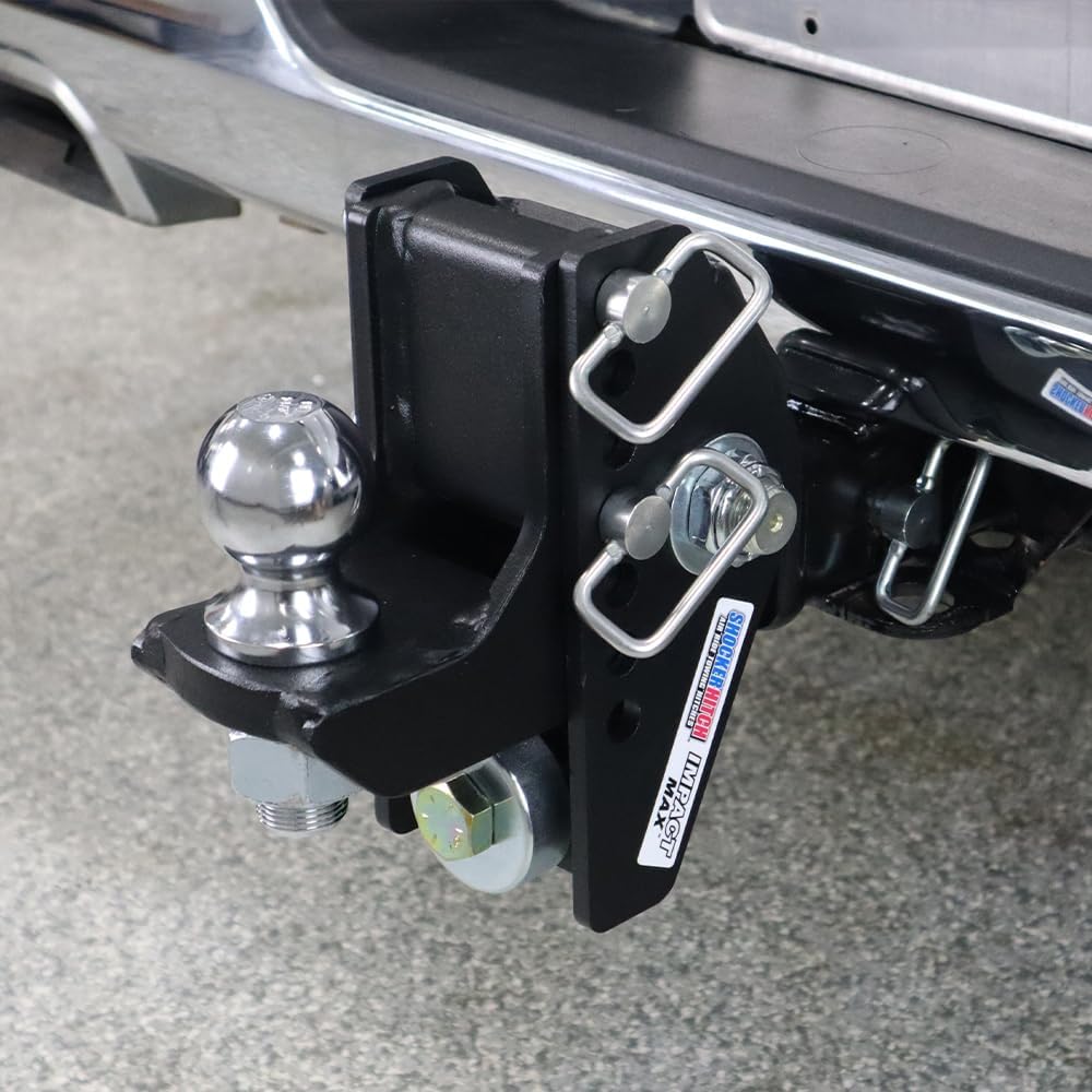 Shocker 20K Impact Max Cushion Drop Hitch - 0" to 7-1/2" Drop - Fits 2" Hitch Has 2-5/16"Ball - 20,000 lbs GTW