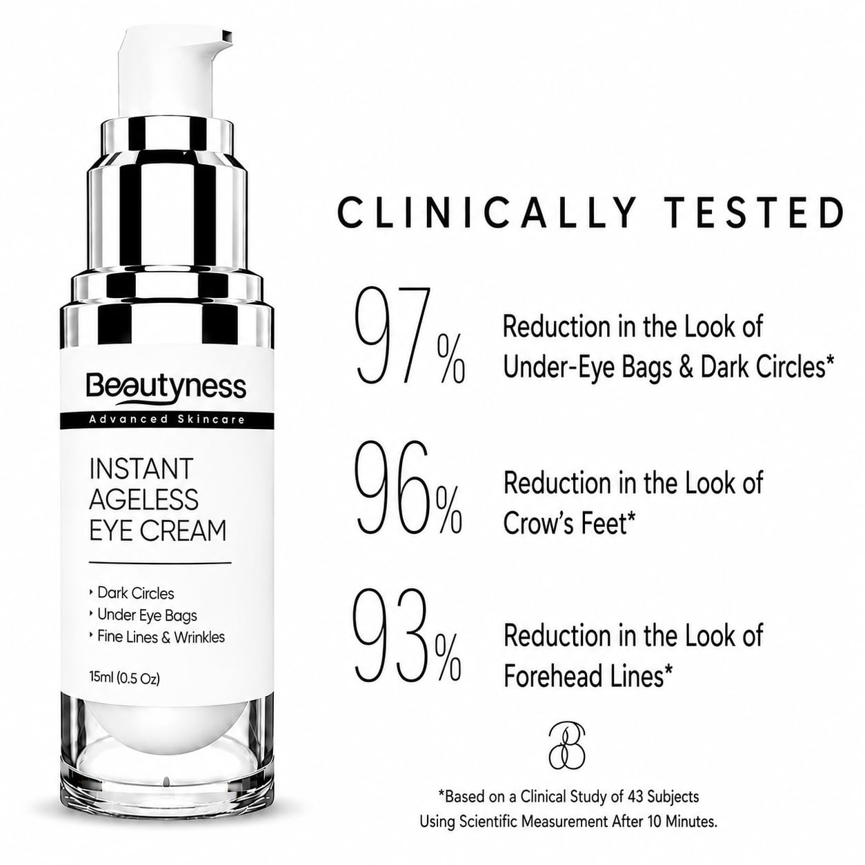 Instant Ageless Eye Cream – Anti Wrinkle Cream, Removes Under Eye Puffiness, Bags, Expression Lines