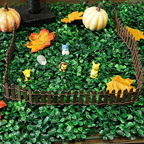 Prsildan 40 Inches Miniature Fairy Garden Fence, DIY Wood Picket Fence Mini Ornament