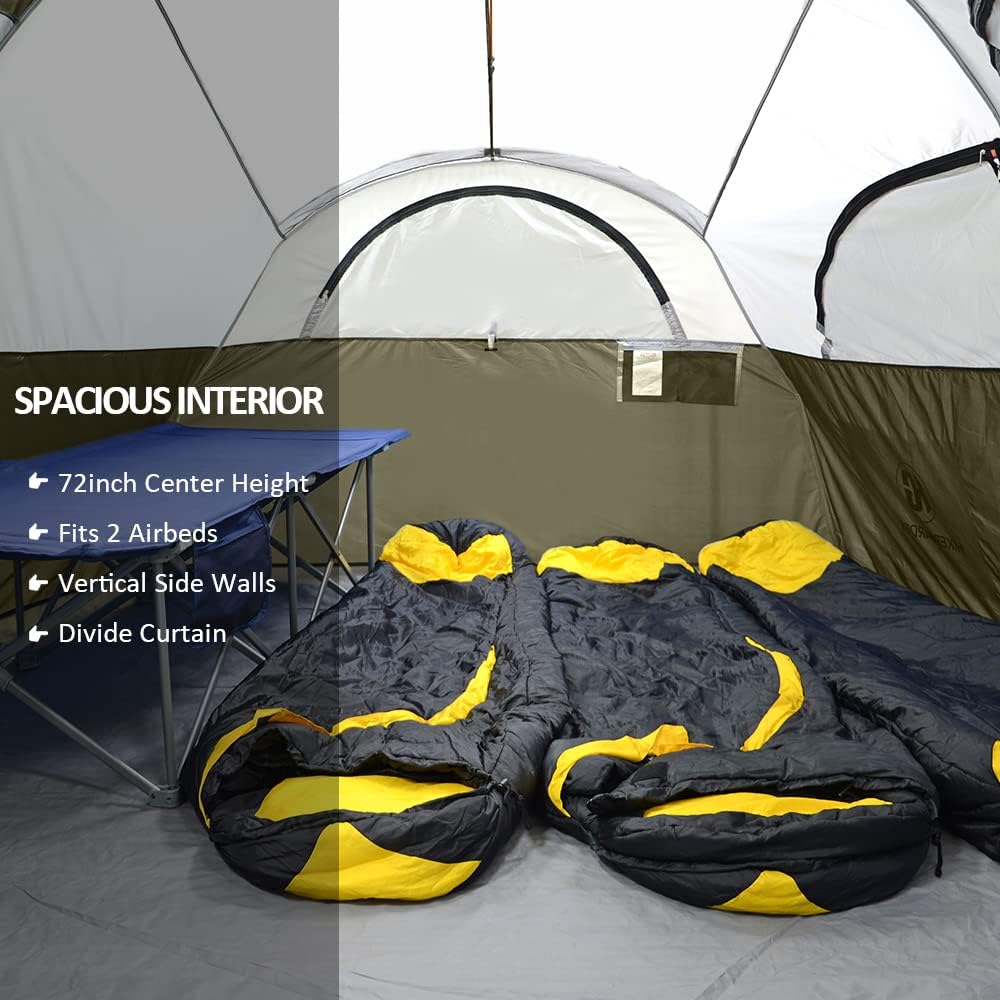 CAMPROS CP 8 Person Camping Tent, Room Divider, Rainfly, Weather Resistant