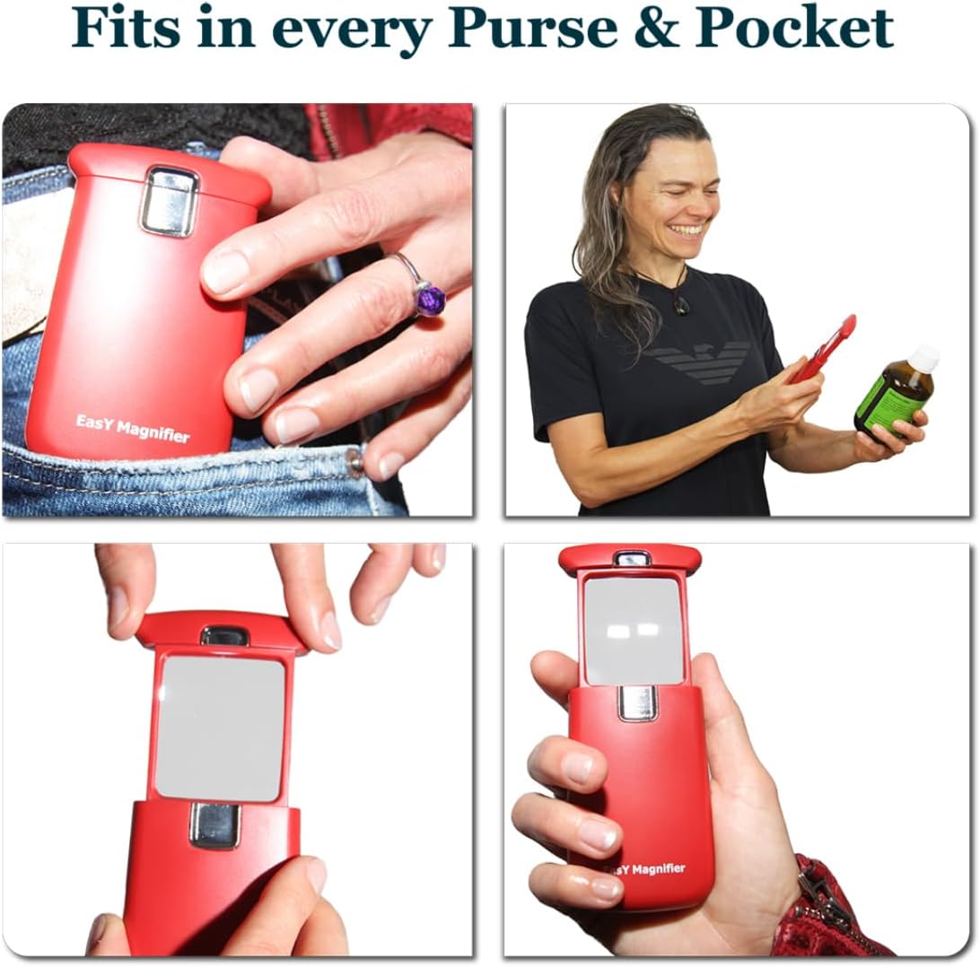 Small Pocket Magnifying Glass 3.0X with LED Light for Reading; Lighted Hand Held Coin Loupe; Mini Magnify Lens; Gifts for Seniors