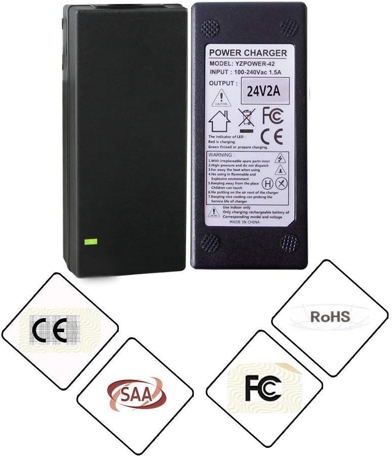 24V 2A Battery Charger with XLR Connector for Ezip Mountain Trailz S400 S500, Jazzy, Pride, S300 S350 S650, Ezip 400 500 650 750 900 Mountain Trailz