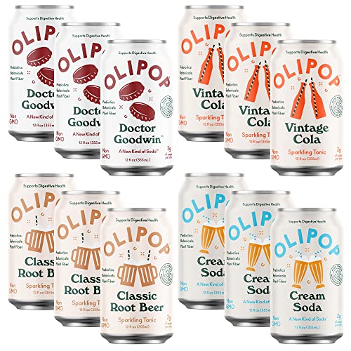 OLIPOP - The Sampler, 6-Flavor Soda Variety Pack, Healthy Soda, Prebiotic Soft Drinks, Supports Digestive Health & Gut Health, High Fiber, Low Calorie